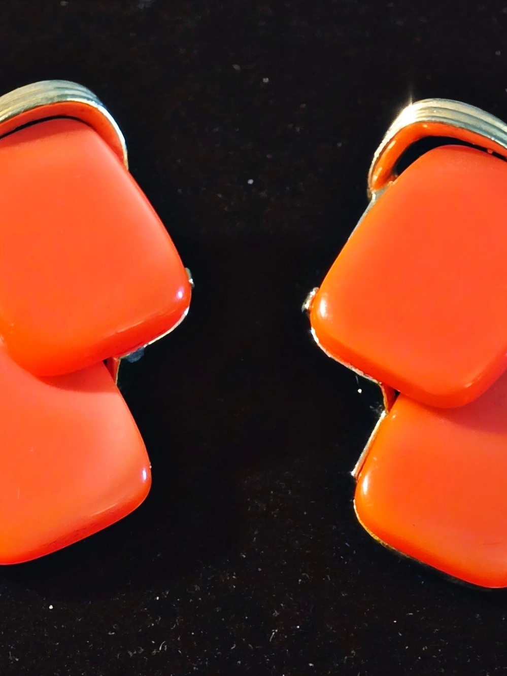 Lisner Bold Orange Geometric Clip-On Earrings - Women Accessories